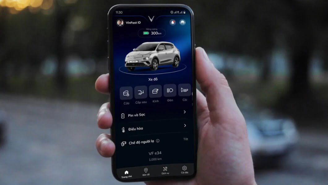 tính năng điều khiển bằng app xe ô tô điện vinfast VF e34